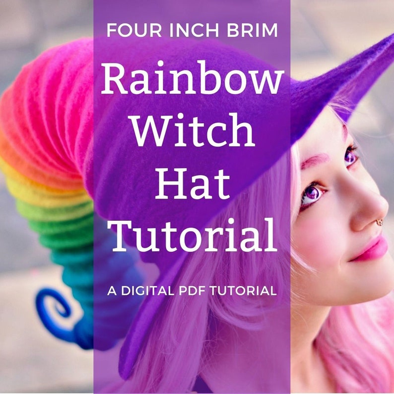 Newly Updated Rainbow Witch Hat Tutorial PDF Felting Tutorial. Felted Witch Hat image 1