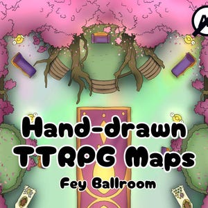 Ballroom Fantasy Map Pack - 8 Handgezeichnete D&D-Landkarten (20x40) | Gegitterte & nicht gerasterte VTT Maps für TTRPGs