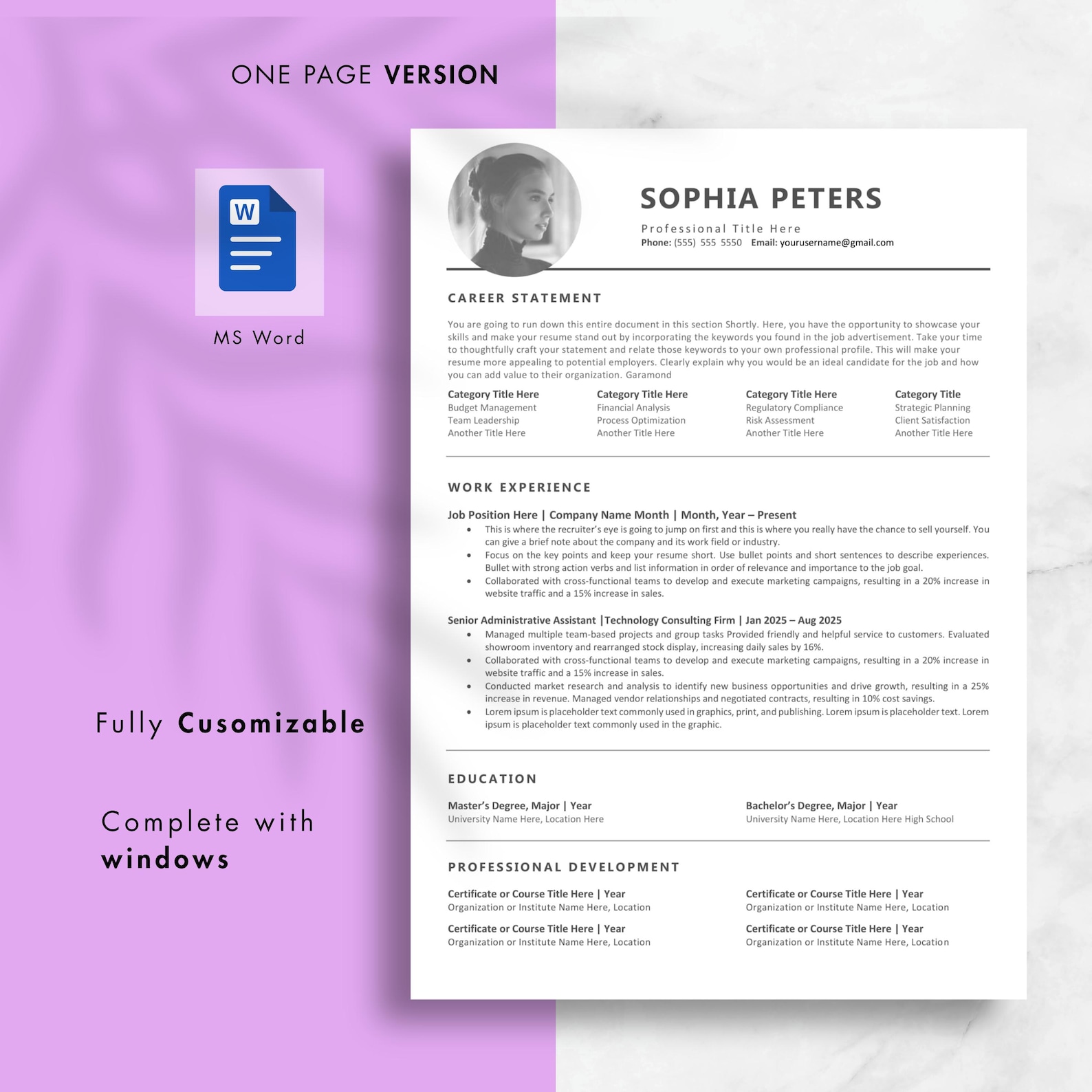 ATS Friendly Resume Template With Photo, Modern CV, Professional ...