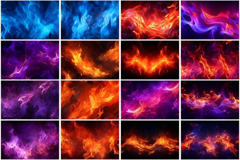 70 Fire Flame Backgrounds, Colorful Fire Digital Backdrops, Flame and ...