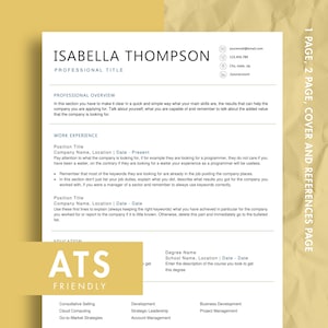 ATS Friendly Resume Template with Photo and Cover Letter: Clean, Minimal and Professional CV Design for Microsoft Word (Instant Download)