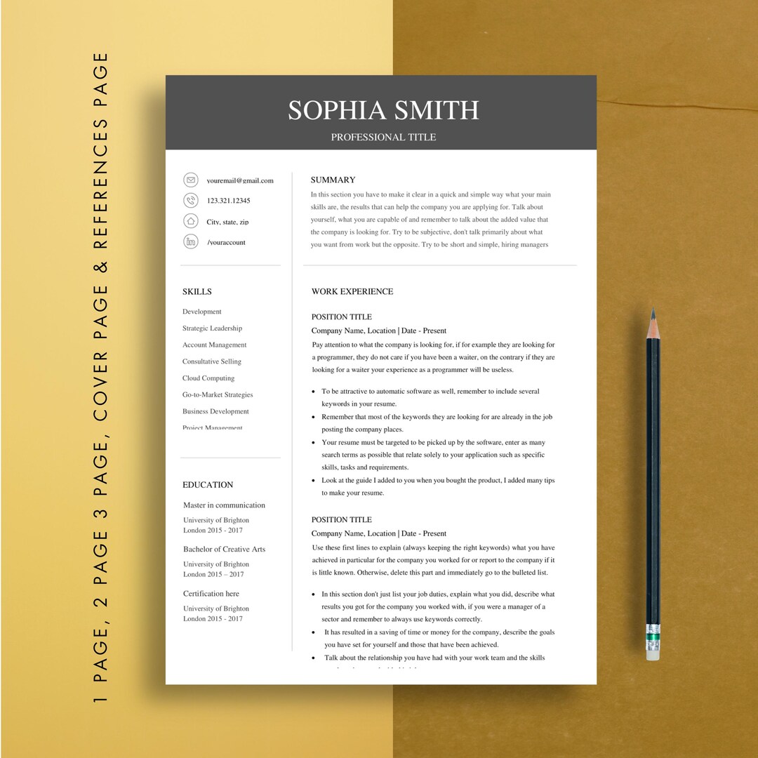 Professional ATS Resume Template Word, Google Docs, ATS Cv Resume ...