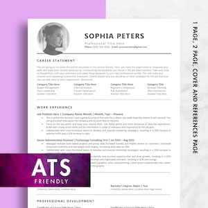 Plantilla de currículum compatible con ATS con foto, CV moderno, currículum profesional editable para solicitud de empleo, Word, CV minimalista.