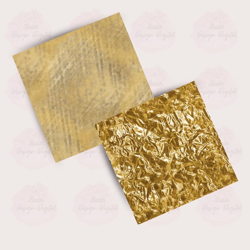 Gold Foil Digital Paper Pack - 16 Glitter Textures, Metallic Scrapbook ...