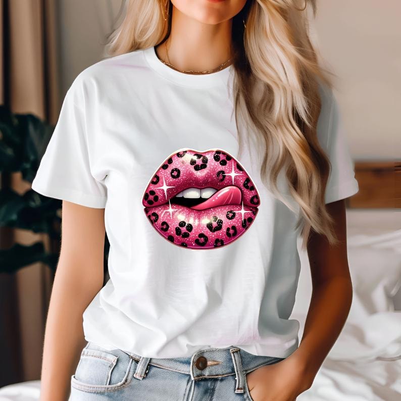 Pink Leopard Lips Clipart | Glitter Lip PNG Bundle for Sublimation | T ...