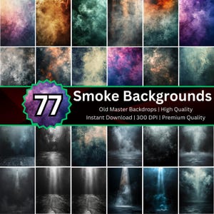 Paquete de 77 fondos de humo / Fondos de niebla de viejos maestros / Efectos abstractos de nubes de humo / Superposiciones digitales para fotografía / JPG de alta resolución
