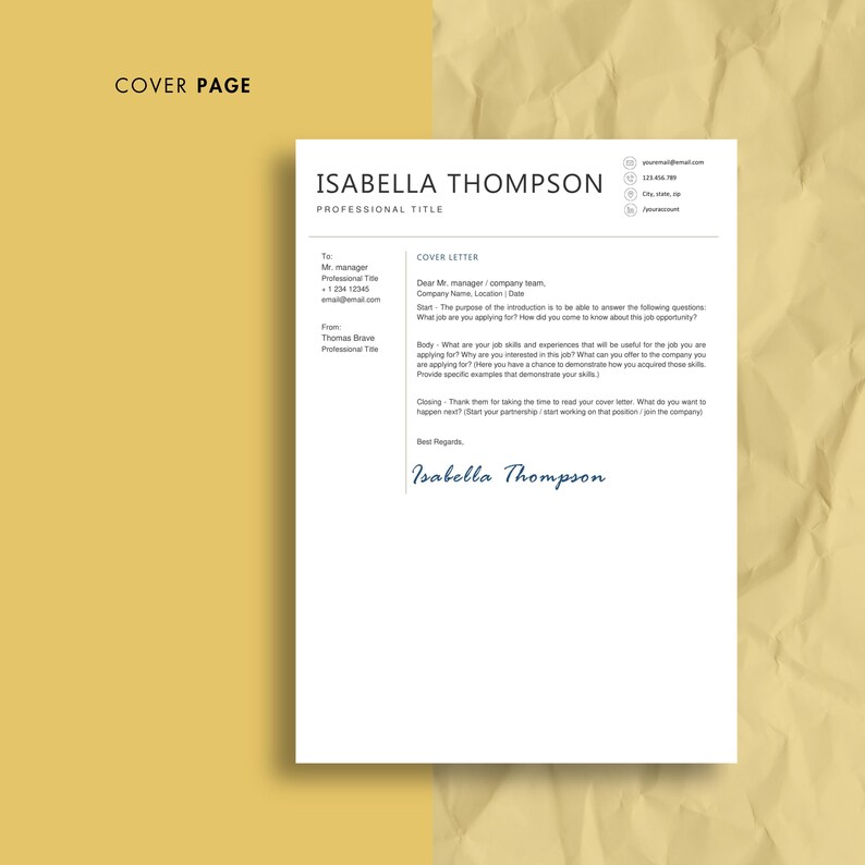 ATS Friendly Resume Template With Photo and Cover Letter: Clean ...