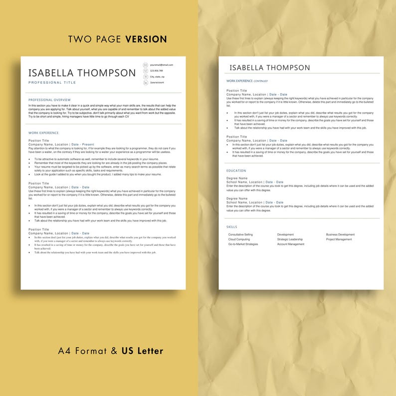 ATS Friendly Resume Template With Photo and Cover Letter: Clean ...