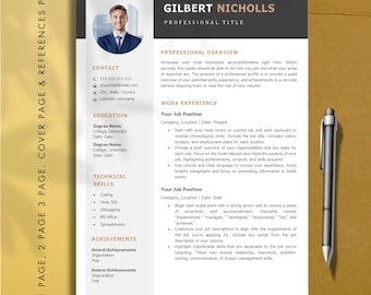 Modern ATS Resume Template with Cover Letter & References: Clean, Minimal Modern CV Design for Word A4 and US Letter (Instant Download)