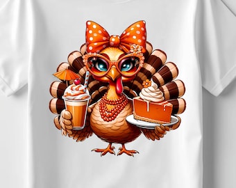 Thankful Preppy Turkey PNG, Boujee Thanksgiving Bird Design, Trendy Boujee Fall Turkey Design, Cute Trendy Turkey Sublimation, png svg & eps