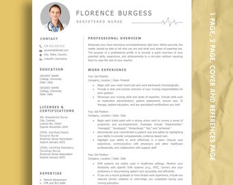 Nurse Resume Template Word, RN Resume, Nursing cv, New Grad Nurse Resume, CNA Resume, Medical Resume, Healthcare CV for Job, Medical Resume