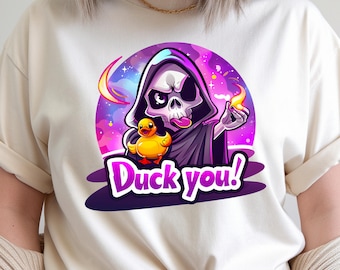 Duck You PNG, Funny Duck Skull Shirt Design, Sarcastic Quote Graphic, Trendy Humor T-Shirt PNG, Sassy Duck Clipart, Sublimation PNG Download