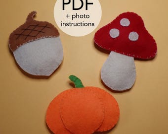 Fall Decor sewing pattern | simple instructions Thanksgiving PDF gift template crafting felt handmade beginner autumn decoration DIY pumpkin