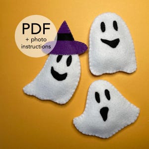 Halloween Ghosts sewing pattern | simple instructions digital PDF gift template crafting felt beginner handmade autumn decor DIY scary spook