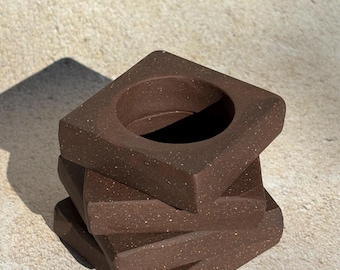 Square Minimal Ceramic Chocolate Brown Napkin Rings 4