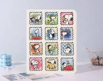 Funda para iPad con sello de Snoopy para iPad A16 Air 7/6/5 2026/25 11" 13", iPad Mini 5/6, iPad Pro 11" 13", iPad 5-11th 10.9", Regalo personalizado
