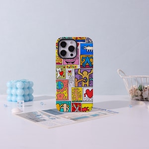 Keith Haring Pop Art,iPhone Case For iPhone 17 16 15 14 13 12 Pro Max Plus Mini iPhone 16e 13 12 11 X XS SE Checked iPhone Cover Gift