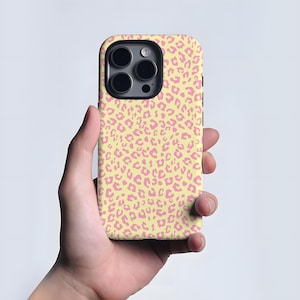 Pink Leopard Print Phone Case Animal Print Protective Cover for iPhone 16 15 14 13 12 11 Pro Max Plus, Samsung Galaxy S23 S22 S20 Ultra