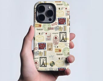 Europe Travel Iphone Case - Travel Aesthetic Phone Case, Passport Stamp Phone Case - for iPhone 16 15 14 13 12 11 Plus Pro Max MagSafe Case