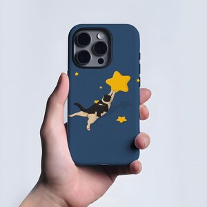 Coque de portable chat noir - Coque esthétique Japan Kitty Art pour iPhone 15 Pro Max, 14, 13, 12, 11, Plus, Samsung S23 Ultra, S22, S21 Chain Cover