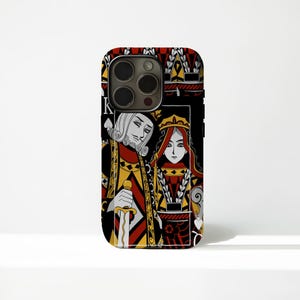 Funda para teléfono con diseño de naipes, King & Queen, para iPhone 16 Pro Max, 15 Plus, 13, 12 SE, Samsung S24, S23, S22, con ilustración de tarot