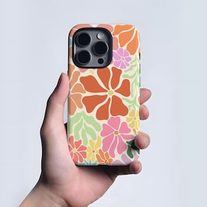 Retro Abstract Floral Print Pattern Phone Case Shockproof Phone Cover  for iPhone 17 16, 15, 14, 13, 12, 11; Samsung Galaxy S25, S24, S23
