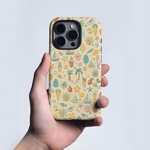 Beach Palm Tree Phone Case, Summer Sea Beach Lovers Cover for iPhone 16 15 14 13 12 11 Pro Max, Plus X, Samsung Galaxy S25 S24 S23 S22 Ultra