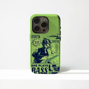 Green Music Band Phone Case Music Lover Rock Guitar Collage Phone Cover for iPhone 16 Pro Max 15 14 13 12 11 X 8 7 Samsung S25 Ultra S24 S23