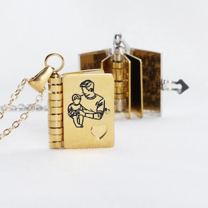 Collana con libro &quot;To My Father&quot; - Ciondolo inciso da figlia o figlio, regalo di ringraziamento per papà, ricordo per la festa del papà o per il compleanno