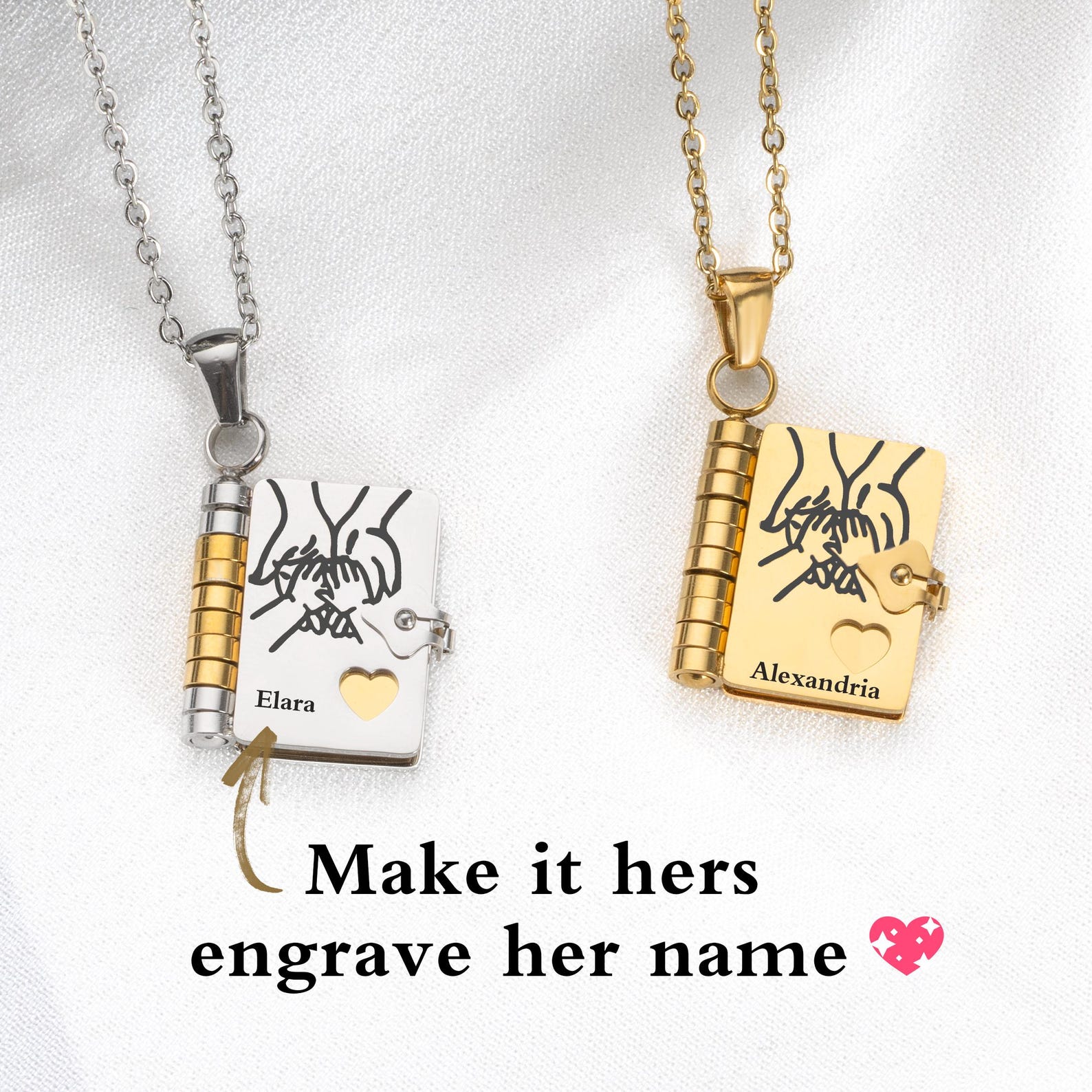 Daughter Locket My Daughter Book Necklace – Custom Name Locket With Hand-drawn Cover ...
