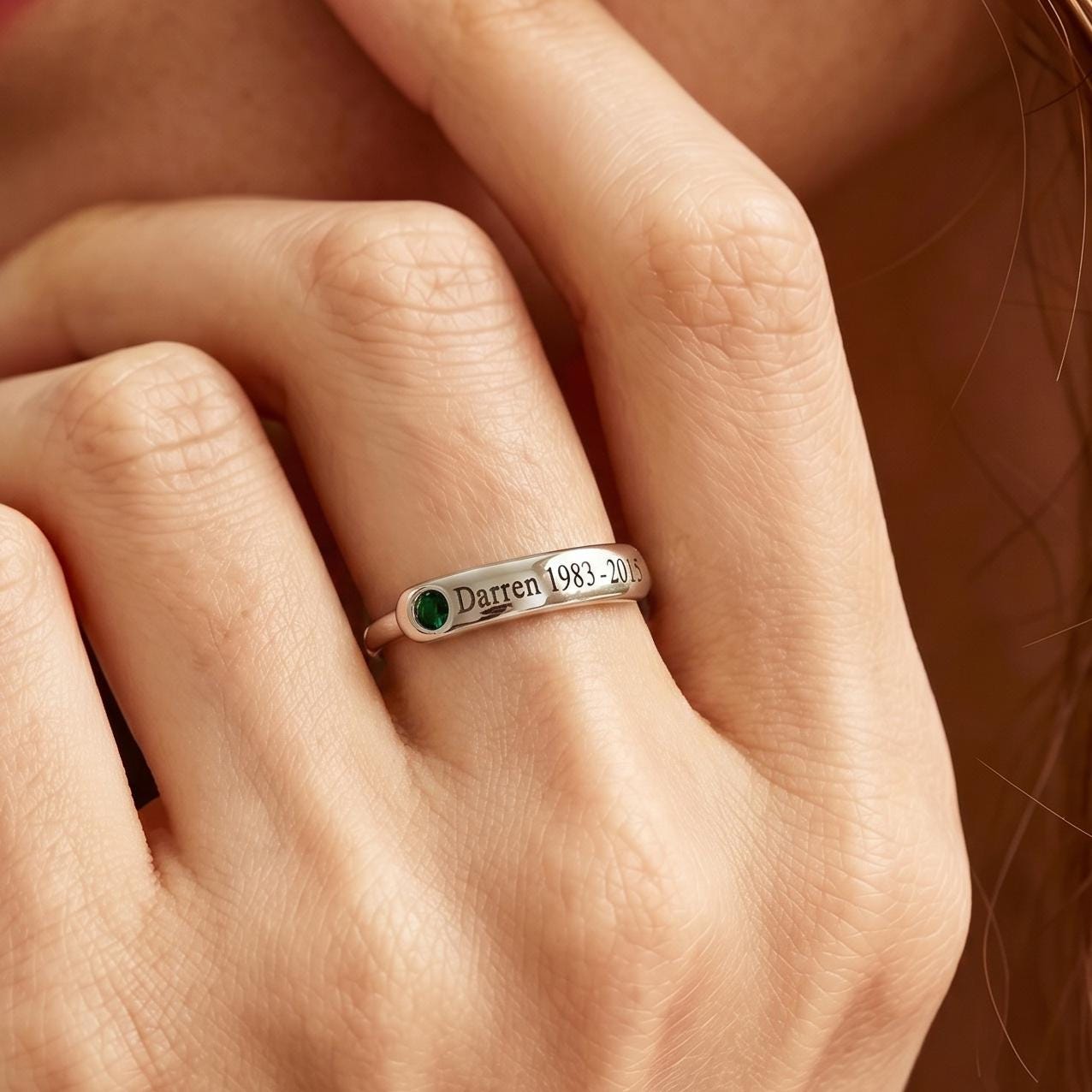 Personalized Memorial Ring With Birthstone, Custom Name Date Ring, Loss ...