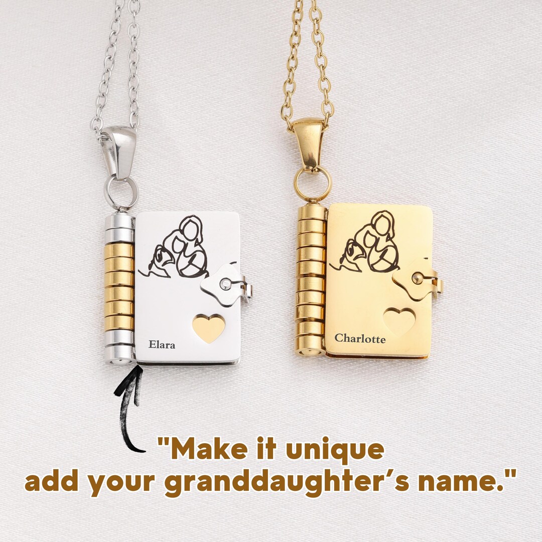 thumbnail image 2 of To My Granddaughter Book Necklace – Personalized Mini Message 2 of 12