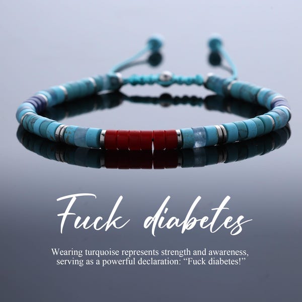 Minimalist Diabetes Awareness Bracelet – Adjustable Turquoise Charm Jewelry, Nov 14 World Diabetes Day Gift