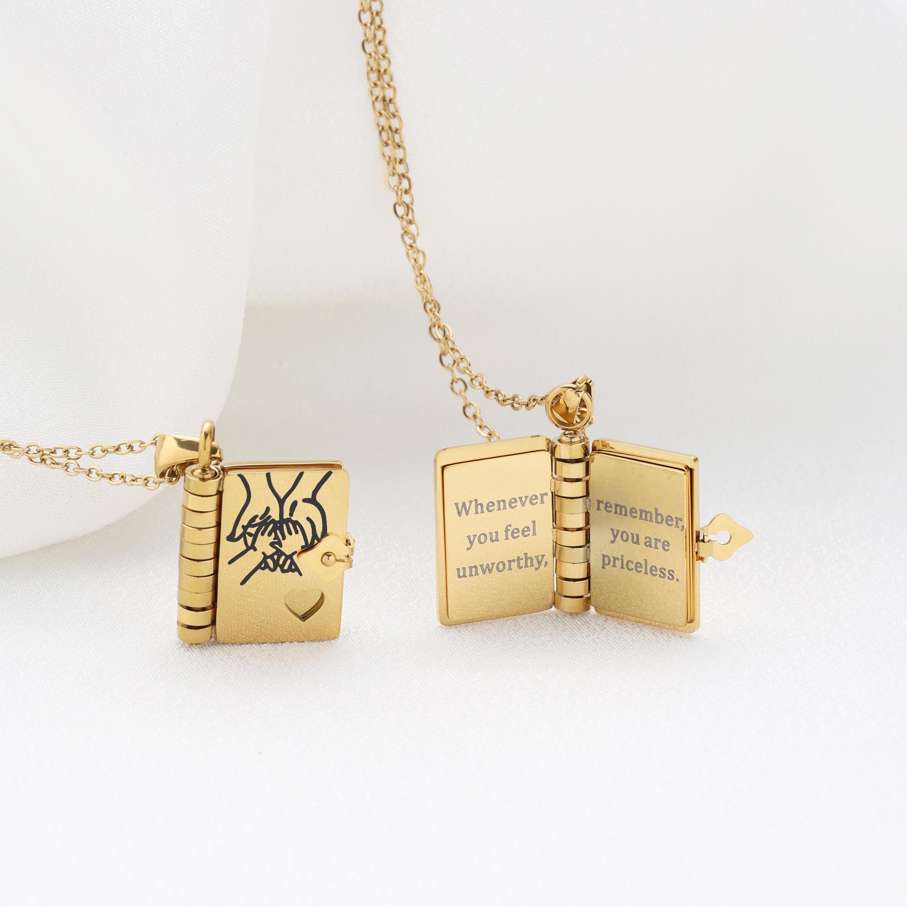 Engraved Gift For Daughter From Parents My Incredible Daughter Book Necklace - Personalized 6-Page Engraved Jewelry Gift Gifts For Daughter