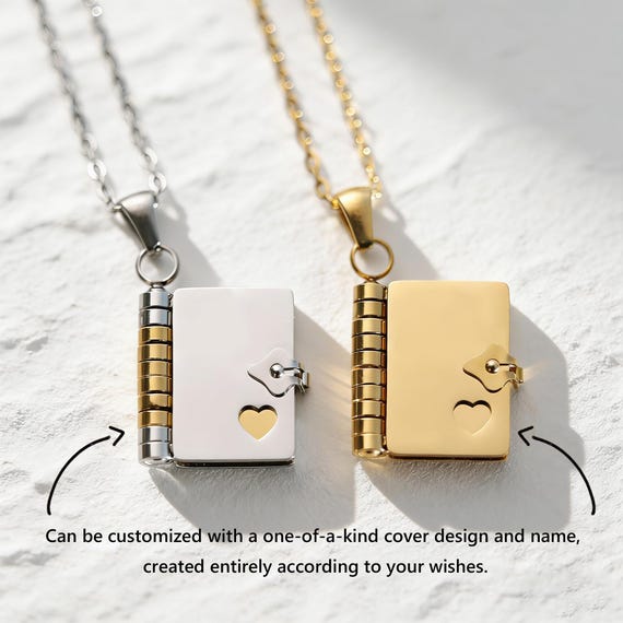 Blank Book Pendant Necklace – Fully Customizable to Your Heart’s Desire, A Meaningful Keepsake Gift