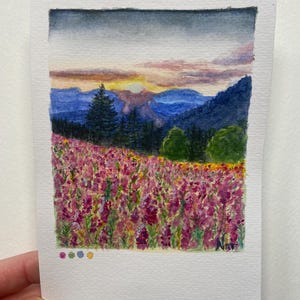 Kunstkarte Landschaft 10x15cm Original in Aquarell Farben