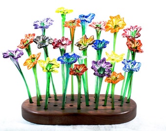 Single Colorful handblown glass flower