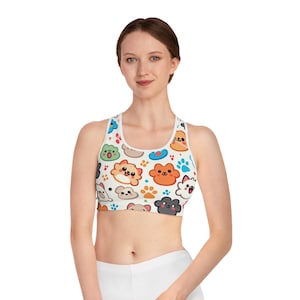 Paw Design Cute Sports Bra, Animal Lover. Workout Gym Athletic Yoga Top, Fitness Apparel, Pet Lover Gift, Activewear, Athleticwear, Sports