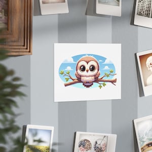 Cute Owl Art Prints, Whimsical Nursery Decor, Baby Shower Gift, Nature Wall Art, Gift for Owl Lovers, Kids Room Decoration