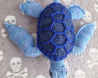 Tortuga marina de lana merino - Peluche de crochet hecho a mano