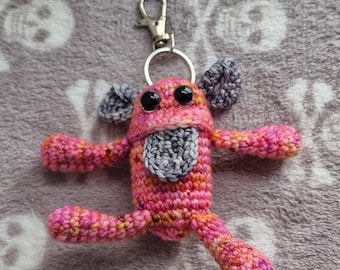 Charm/Llavero para bolso de ganchillo con forma de monstruo