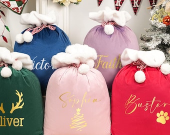 2025 Family Santa Sack Gift Bag, Personalized Santa Gift Bag, Custom Name Christmas Gift Bag, Large Velvet Santa Bag,Christmas gift for kids