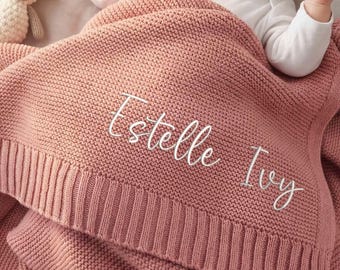 Benutzerdefinierte Neugeborenen Decke, personalisierte Baby Name Decken, Neugeborenen Geschenk, Gestickte Baby Name Decke Ankündigung, Babypartygeschenk, 75x100 cm