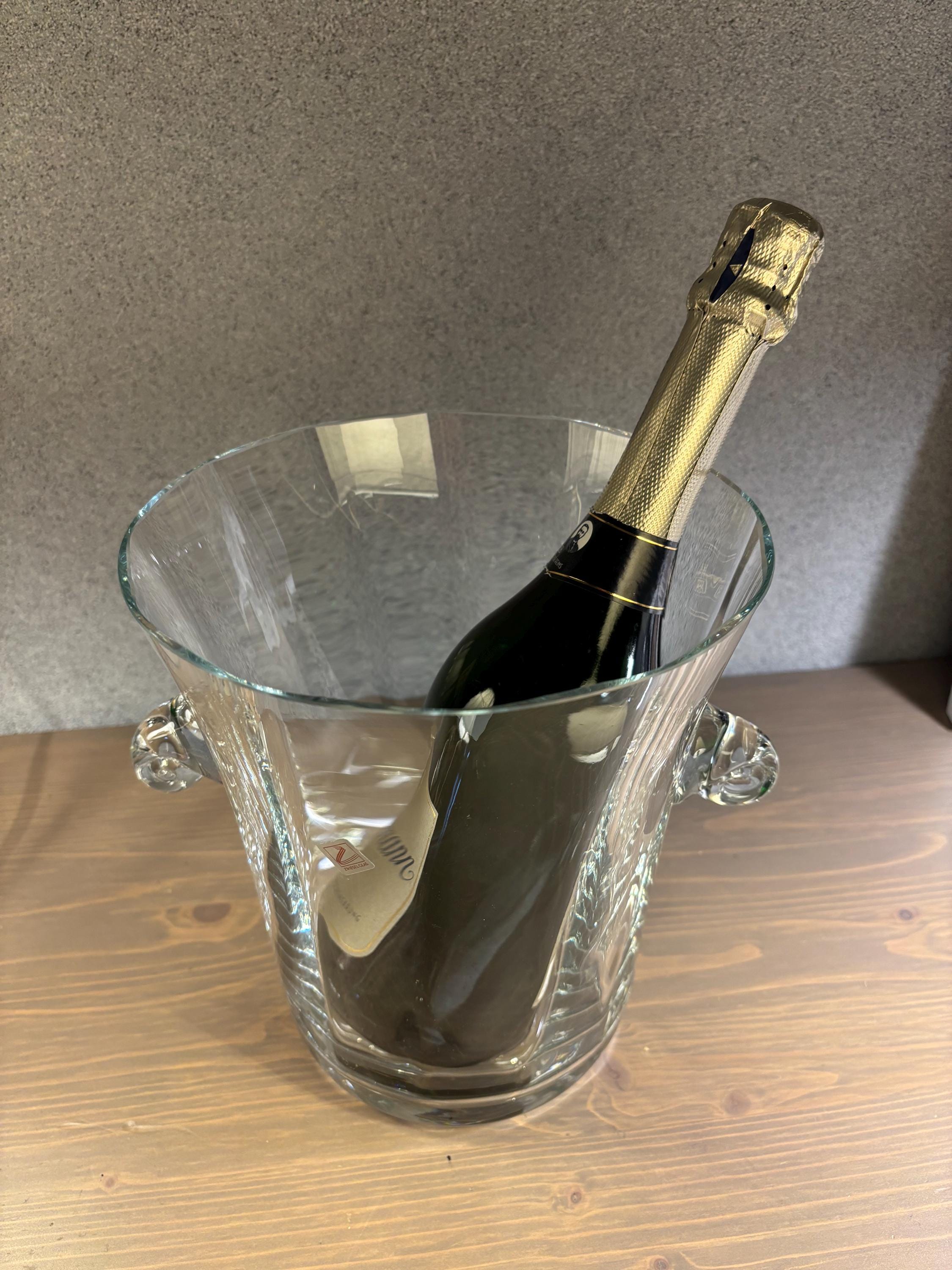 Zwiesel Kristall Sektkühler mit Original Etikett | Glas Champagnerkühler Vintage | H 23 cm Ø 20 cm | Edles Barzubehör Made in Germany