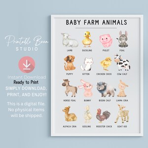 Boerderijdieren kunst, kinderkamerkunst, schattige boerderijdieren, paard, varken, koe, eend, babydieren kunst, schuurkunst, aquarel boerenleven, digitale download