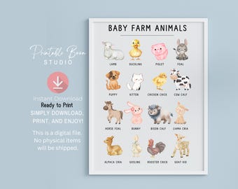 Farm Animals Art, Nursery Art, Cute Farm Animals, Horse, Pig, Cow, Duck, Baby Animals Art, Barn Art, Watercolour Farm Life, Digital Download
