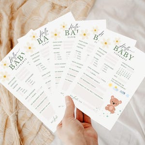 Babyshower Spiel „Hello Baby Tippkarte“ | digitale Vorlage | zum Selbstausdrucken | A4 PDF