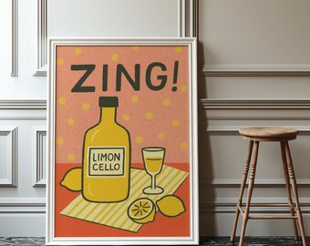 Retro Limoncello Poster: Italian Kitchen Bar Cart Art (Digital Download)