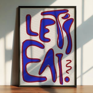 Retro Kitchen Art Print: "Let's Eat!" Vintage Diner Typography (Digital Download)