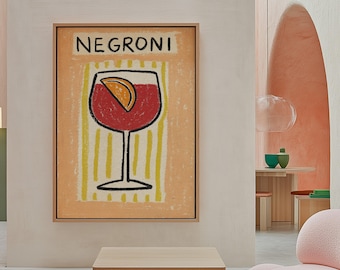 Negroni Cocktail Print: Retro Bar Art, Mid-Century Modern (Digital Download)